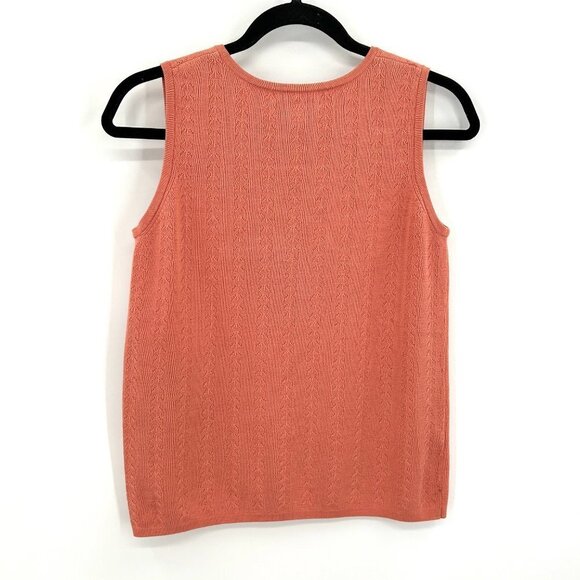 TOMMY BAHAMA Orange Silk Blend Textured Sleeveless Preppy Blouse Top Size Medium - Picture 2 of 5